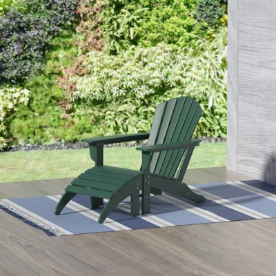 Westin Outdoor Elger Outdoor Adirondack Chair with Ottoman, Dark Green, large