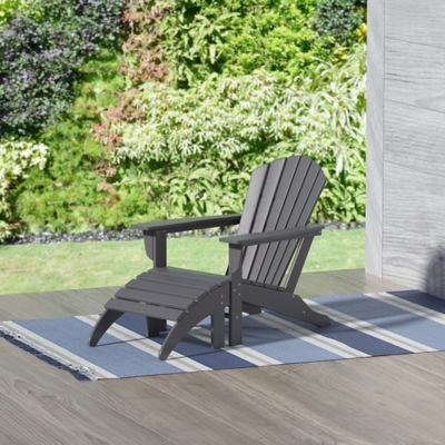 Westin Outdoor Elger Outdoor Adirondack Chair with Ottoman, Gray, large