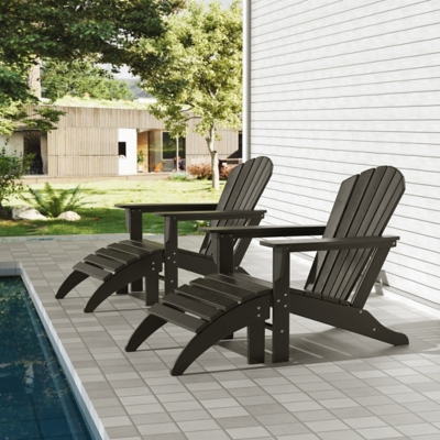 Westin Outdoor Elger Outdoor Adirondack Chairs with Ottomans Set, Black, large
