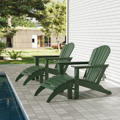 Westin Outdoor Elger Outdoor Adirondack Chairs with Ottomans Set, Dark Green, large