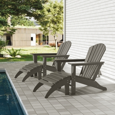 Westin Outdoor Elger Outdoor Adirondack Chairs with Ottomans Set, Gray, large