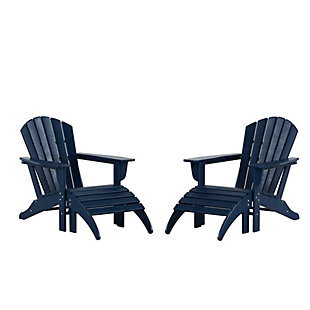 Westin Outdoor Elger Outdoor Adirondack Chairs with Ottomans Set, Navy Blue, large