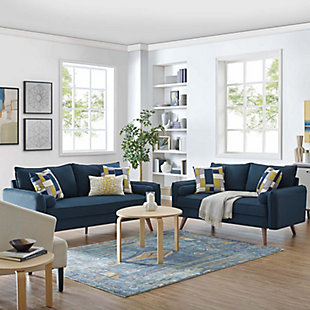 Modway Sofa and Chair, Azure, rollover