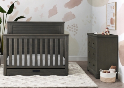 Rustic grey crib outlet set