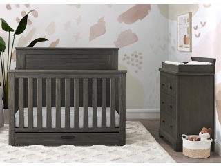 Simmons Kids Caden 3-Piece Nursery Furniture Bedroom Bundle, Rustic Grey