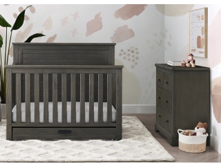 Simmons Kids Caden 3-Piece Nursery Furniture Bedroom Bundle, Rustic Grey