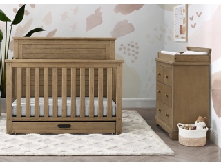 Simmons Kids Caden 5-Piece Nursery Essentials Bedroom Bundle Rustic Acorn