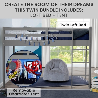 Abigail twin loft bed with clearance tent