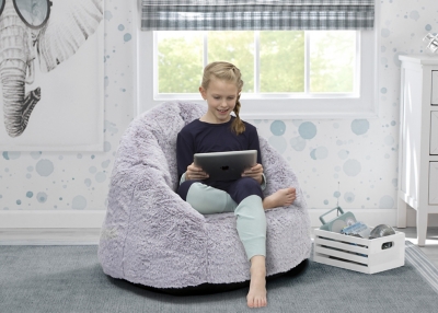 Delta Home Adult Cozee Fluffy Chair - Foam Filled Chair For Living Rooms &  Dorms-Better Than A Bean Bag, Grey