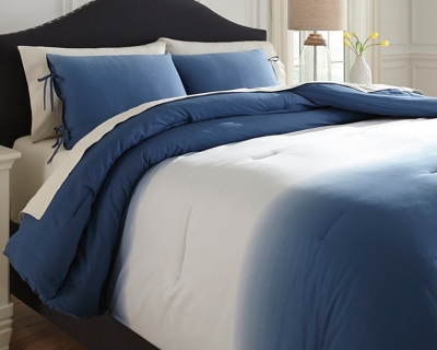 Aracely 3-Piece King Comforter Set, Blue, large