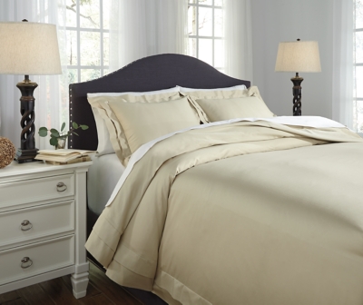 Chamness 3-Piece Queen Duvet Cover Set, Sand, large