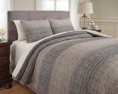 Q331003Q Arturo 3-Piece Queen Duvet Cover Set, Natural/Char sku Q331003Q