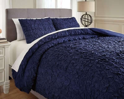 Marksville 3-Piece King Duvet Cover Set, Indigo, large