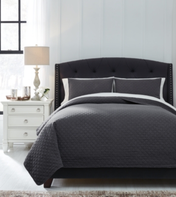 Ryter 3-Piece King Coverlet Set, Charcoal
