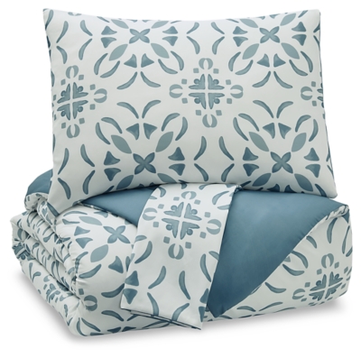 Adason King Comforter Set, Blue/White