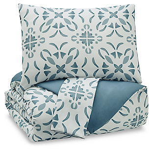 Adason King Comforter Set, Blue/White, large