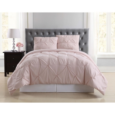 Pleated Twin XL Comforter Set, Blush Pink, rollover