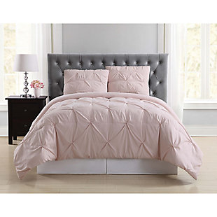 Pleated Twin XL Comforter Set, Blush Pink, rollover
