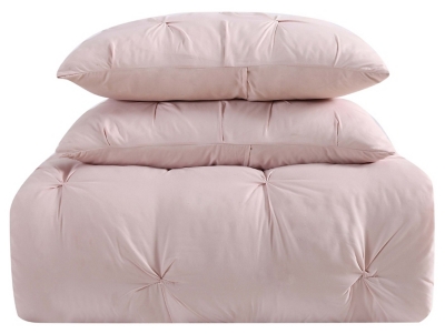 Pleated Twin XL Comforter Set, Blush Pink, large