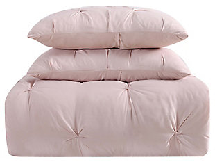 Pleated King Comforter Set, Blush Pink, large
