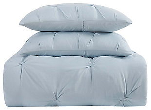 Pleated Twin XL Comforter Set, Light Blue, large