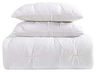 Pleated Twin XL Comforter Set, White, large