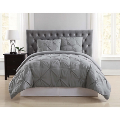 Truly Soft Pleated Full/Queen Comforter Set, Gray