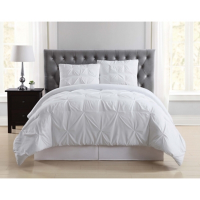 Q600000021 Pleated King Comforter Set, White sku Q600000021