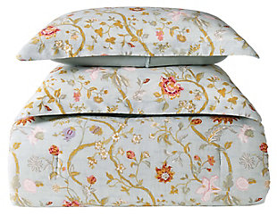 Floral Print Full/Queen XL Comforter Set, Blush Pink/Blue, large