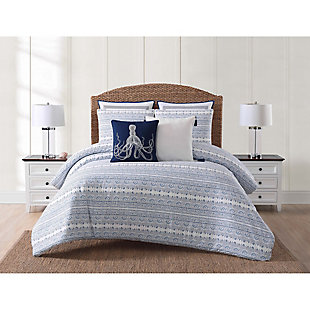 Coastal Full/Queen Comforter Set, Blue/White, rollover