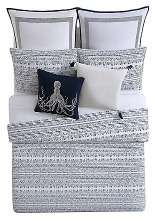 Coastal King Comforter Set, Blue/White, large
