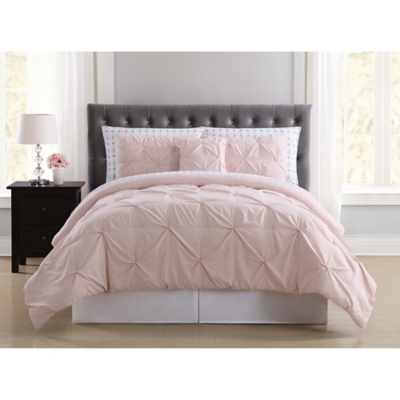 Pleated Twin Comforter Set, Blush Pink, large