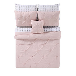 Pleated Arrow Twin XL Comforter Set, Blush Pink, large