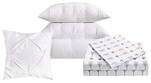 Pleated Arrow Twin Comforter Set, White, large
