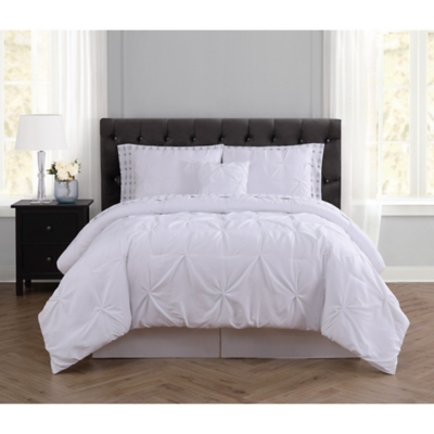 Pleated Arrow Twin XL Comforter Set, White, large