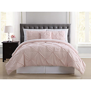 Pleated Arrow Queen Comforter Set, Blush Pink, rollover