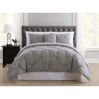 Pleated Arrow Queen Comforter Set, Gray, large
