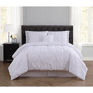 Pleated Arrow King Comforter Set, White, rollover