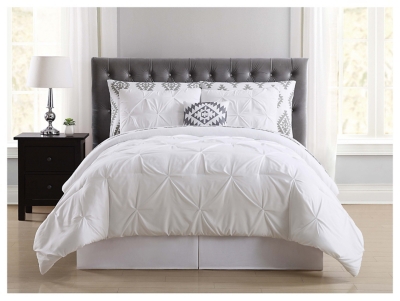 Pleated Twin Comforter Set, White, large