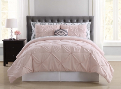 Truly Soft Pueblo Pleated Full Bed in a Bag, Blush Pink