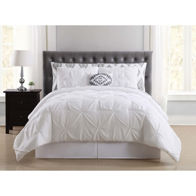 Pleated King Comforter Set, White, large