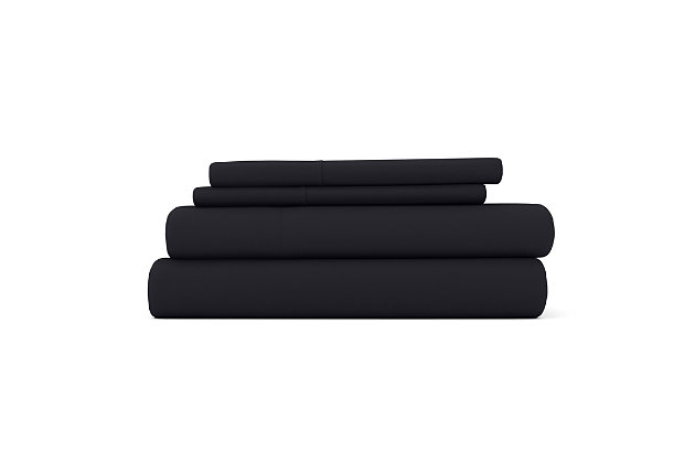 Create your own heavenly haven with this 4-piece California king sheet set. Woven of the finest imported double-brushed yarns for a new level of indulgence and breathability, soft-to-the-touch microfiber will stay smooth and wrinkle free for years of easy-care comfort. Available in a variety of coordinating colors for an irresistibly luxurious impression.Includes flat sheet, fitted sheet and 2 pillowcases | Made of 100% 90 gsm microfiber | Double-brushed for outstanding comfort | Hypoallergenic and antimicrobial for allergy sufferers and sensitive skin | 16" deep pocket fitted sheets, perfect for oversized mattresses | Machine washable | Imported