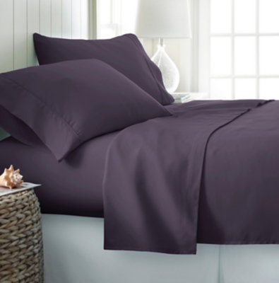 4 Piece Premium Ultra Soft California King Bed Sheet Set, Purple, large