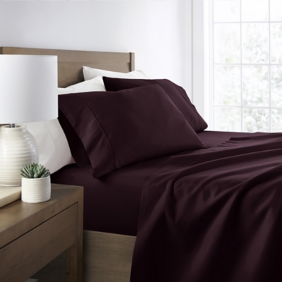 4 Piece Premium Ultra Soft California King Bed Sheet Set, Purple, large