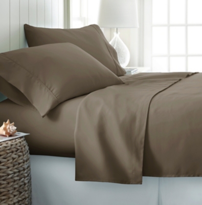 4 Piece Premium Ultra Soft California King Bed Sheet Set, Taupe, large