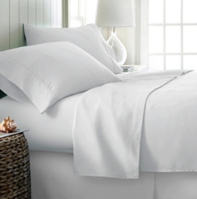 4 Piece Premium Ultra Soft California King Bed Sheet Set, White, large