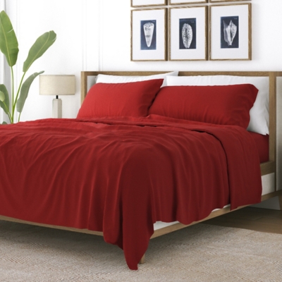 4 Piece Premium Ultra Soft Full Bed Sheet Set, Burgundy, large