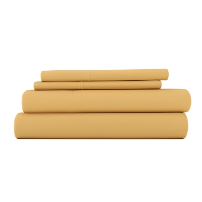 4 Piece Premium Ultra Soft Full Bed Sheet Set, Gold, rollover