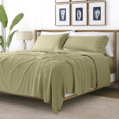 4 Piece Premium Ultra Soft Full Bed Sheet Set, Sage, large