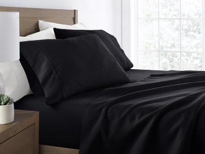 4 Piece Premium Ultra Soft King Bed Sheet Set, Black, large